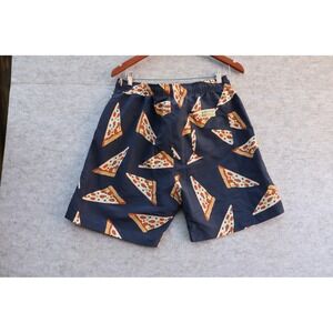 US Surf Club Mens Pizza Print Swim Trunks Navy Blue Board Shorts Large